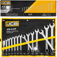 ZESTAW KLUCZY PŁASKO-OCZKOWYCH KLUCZE 14 ELEMENTÓW STAL CRV 10-32 MM JCB