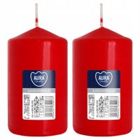 ZESTAW 2 ŚWIEC STOŁOWYCH WALEC KLASYCZNA ŚWIECZKA 15cm 48h CZERWONA