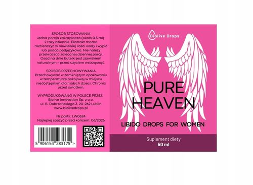 LIBIDO DLA KOBIET SUPLEMENT PURE HEAVEN Ekstrakt Krople 50 ml Biolive na Arena.pl