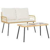 Zestaw do jadalni w ogrodzie 2 pcs Naturalny polirattan