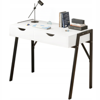 BIURKO NOWOCZESNE Z SZUFLADAMI BIAŁE DUŻE NA CZARNYCH NOGACH PREMIUM 100 CM