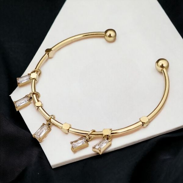 Bransoletka na rękę stal chirurgiczna pozłacana 14k złotem BST1375B zdjęcie 2