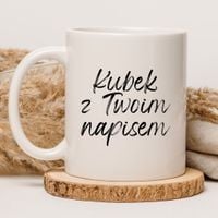 KUBEK Z TWOIM WŁASNYM NAPISEM Wzór - Elegant Coffee 330 ml