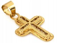 Złoty krzyżyk z cyrkoniami 585 0.40g efektowny nowoczesny wzór piękny 14kt