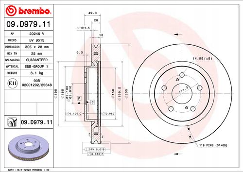 TARCZA HAM PRZOD 305X28 V BREMBO na Arena.pl