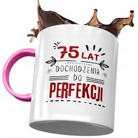 Kubek Różowy Na Urodziny 75 75Te 75-Te Prezent Z Nadrukiem Ze Zdjęciem