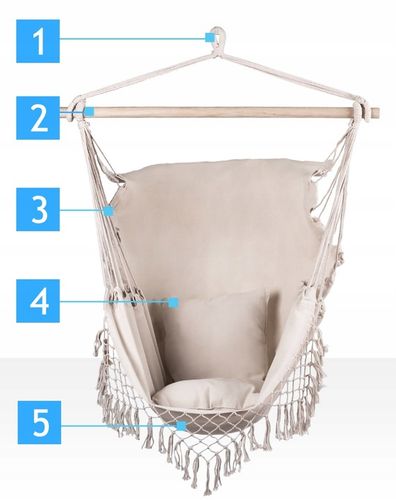 FOTEL WISZĄCY krzesło BRAZYLIJSKIE hamak 2X PODUSZKI huśtawka KOKON na Arena.pl