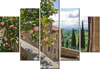 105CM 150CM OBRAZ 5 ELEM RÓŻE BALKONIE DRUK