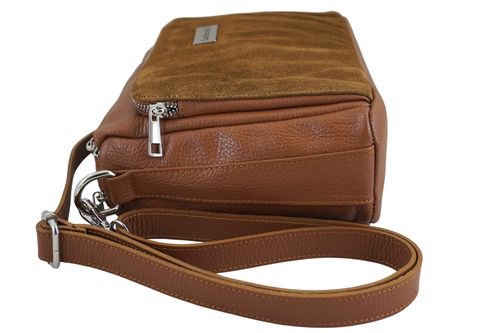 Codzienna torebka ze skóry naturalnej z zamszem - Brązowa jasna na Arena.pl