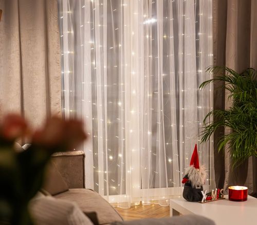 KURTYNA ŚWIETLNA LAMPKI SOPLE DRUCIKI 300 LED 3x3m GIRLANDA USB + ADAPTER na Arena.pl