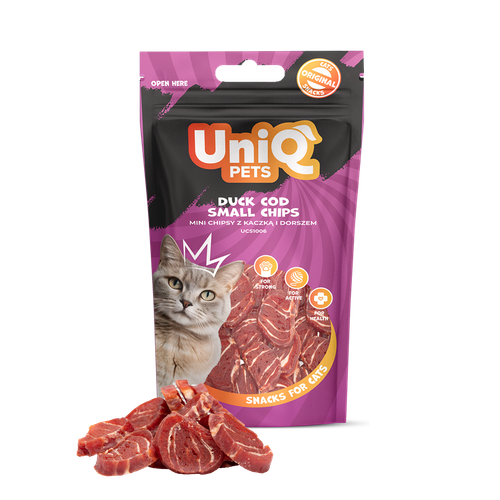 Smaczki dla kota przysmaki mini chipsy z kaczką i dorszem 50g UNIQ PETS na Arena.pl