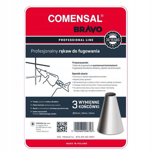 COMENSAL RĘKAW DO FUGOWANIA 3 KOŃCÓWKI 8-12 MM WIELORAZOWY TORBA na Arena.pl