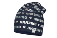 BROEL Elena czapka dla dziewczynki napisy granatowa 48-50