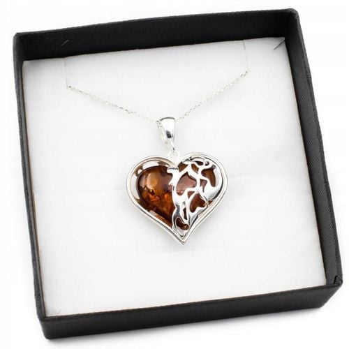 Naszyjnik Bursztynowe serce bursztyn grawer na Arena.pl