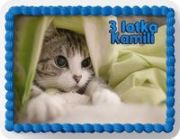 PROSTOKĄTNY OPŁATEK NA TORT A4 20x29CM - KOTEK KOTKI KOT + IMIĘ