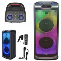 GŁOŚNIK BLUETOOTH PRZENOŚNY KARAOKE MANTA 100W USB