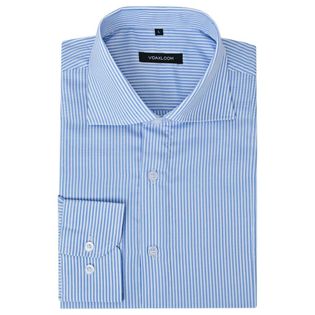 Męska koszula biznesowa biała w błękitne paski rozmiar S