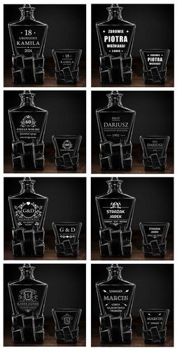 Zestaw Karafka 6 Szklanek do Whisky z Grawerem Prezent dla Faceta Urodziny na Arena.pl
