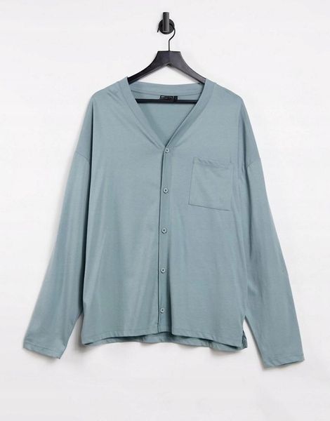 KOSZULKA NA GUZIKI OVERSIZE NIEBIESKA M A05 zdjęcie 4