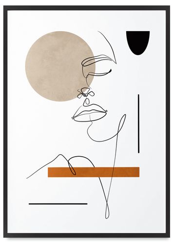 Plakat portret boho modern line 21x30 cm w czarnej ramie na Arena.pl