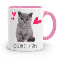 Kubek Różowy Dla Dziewczyny Kocham Cię Myszko Z Nadrukiem Ze Zdjęciem