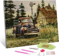 5D Malowanie diamentowe DIY, 12 x 16 cali Brązowa ciężarówka akryl