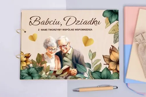 Piękny prezent na dzień babci i dziadka drewniany album wzory nadruk A4 na Arena.pl