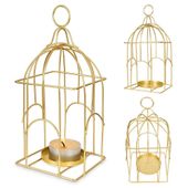 Świecznik Metalowy Złoty Stojak na Świeczkę Tealight Lampion Latarnia