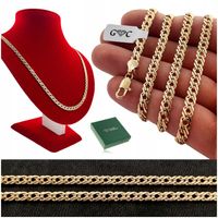 ZŁOTY ŁAŃCUSZEK MĘSKI STAL CHIRURGICZNA ROMBO NASZYJNIK 55cm 5,5mm +GRAWER