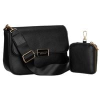 czarna listonoszka damska na ramię ze skóry ekologicznej z etui w zestawie