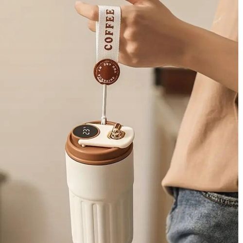 KUBEK TERMICZNY TERMOS BIDON NA KAWĘ HERBATĘ Z USTNIKIEM WYŚWIETLACZ 450ML na Arena.pl