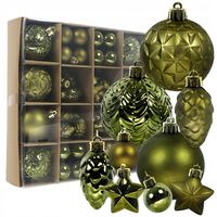 Bombki Choinkowe Oliwkowe Plastikowe Mix Bombka 60szt Bombek Choinkowych