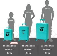 19918 Zestaw walizek podróżnych twarde lekkie na kółkach komplet XL L M