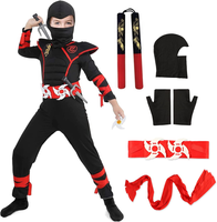 Strój KARNAWAŁOWY Black NINJA DRAGON SMOK 120/134 + NUNCHAKU 6el