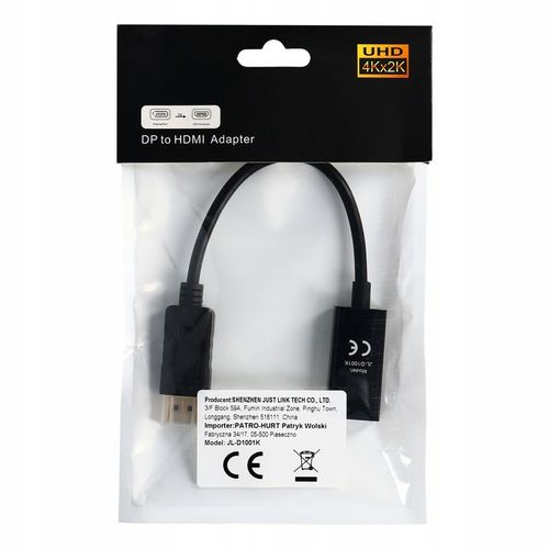 Adapter Kabel Display Port do HDMI 2.0 przejściówka do monitora DP 4K 60Hz na Arena.pl