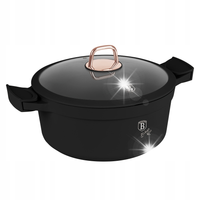 GARNEK TRADYCYJNY 28CM CZARNY INDUKCJA GAZ Z POKRYWKĄ