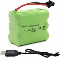 Akumulator NiMH 7.2V 2400mAh do modeli RC, ładowany przez USB, do samochod…