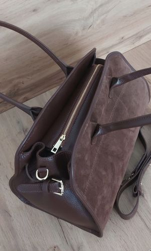 Duży włoski kufer Vera Pelle skórzana pojemna torba A4 Brąz na Arena.pl