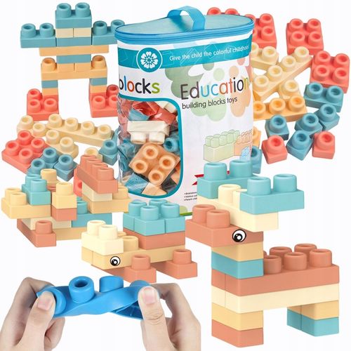 KLOCKI GUMOWE MIĘKKIE SENSORYCZNE KONSTRUKCYJNE DUŻE zestaw XXL 96 el na Arena.pl