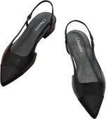 Eleganckie Czarne Czółenka Damskie Slingback z Odkrytą Piętą Skóra Roz 39