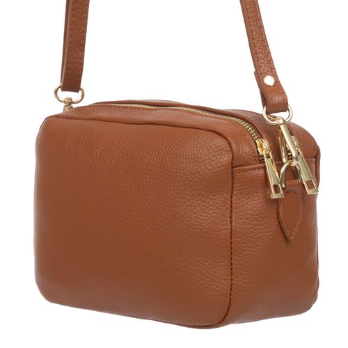 VERA PELLE torebka damska skórzana listonoszka z paskiem V486 j.camel na Arena.pl