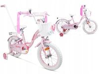 ROWEREK DZIECIĘCY DLA DZIEWCZYNKI SIROX RAINBOW PINK KOŁO 16" Z KOSZYCZKIEM
