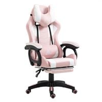 fotel gamingowy obrotowy student, podnóżek i poduszka masującą róż ko23r