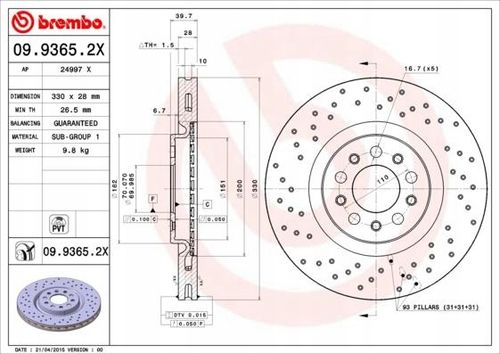 TARCZA HAM PRZOD 330X28 V XTRA BREMBO na Arena.pl