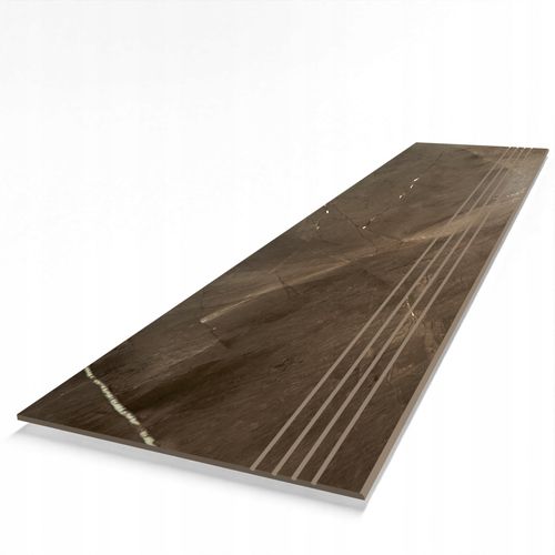 Stopnica gres brązowy marmur Carving z nacięciami antypoślizgowymi 120x30 na Arena.pl