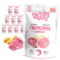MOKRA KARMA DLA PSA TufTuf SASZETKA WIEPRZOWINA Z ZIEMNIAKIEM 10x100G
