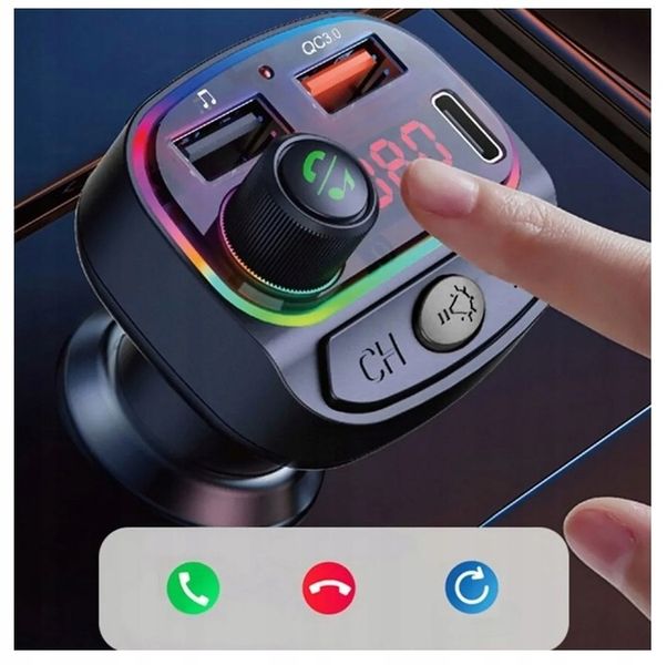 TRANSMITER BLUETOOTH SAMOCHODOWY FM SZYBKA ŁADOWARKA USB QC 3.0 MPS 2xUSB zdjęcie 3