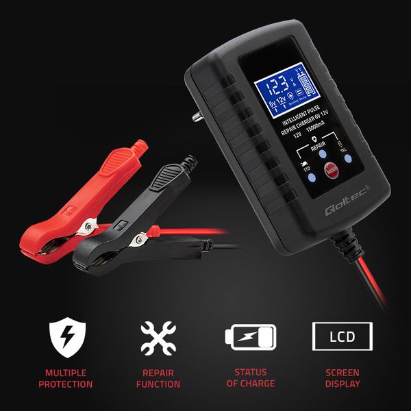 Qoltec Ładowarka AGM GEL STD 6/12V 2A LED Prostownik zdjęcie 5