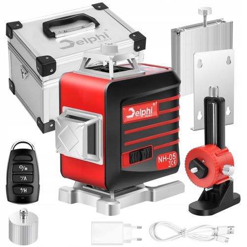 LASER KRZYŻOWY 16 LINII POZIOMICA LASEROWA 360 SAMOPOZIOMUJĄCA 4D WALIZKA na Arena.pl