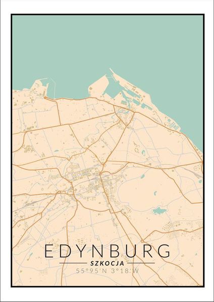Edynburg mapa kolorowa - plakat 30x40 cm zdjęcie 1